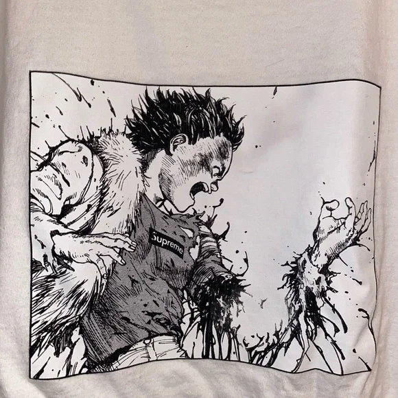 2017 FW17 SUPREME AKIRA ARM TEE SHIRT ANIME BOX LOGO WHITE BLACK LARGE
